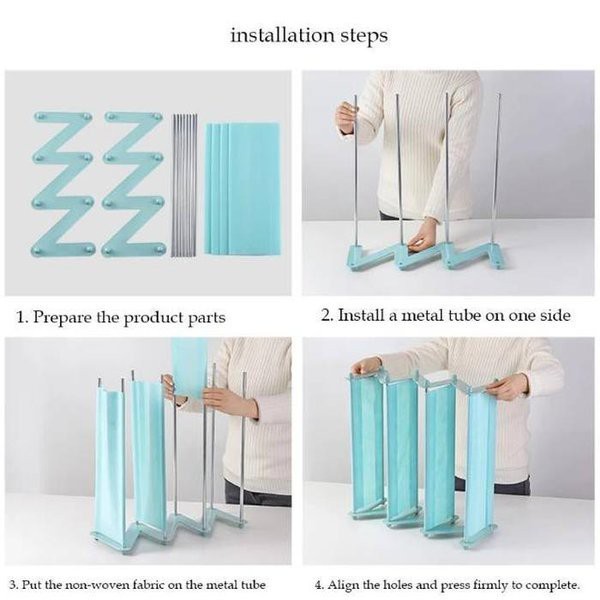MILIKI SEGERA Rak Sepatu Besi Zig Zag 4 Susun JUMBO Serbaguna Tempat Kotak Sepatu Portable simple TERMURAH