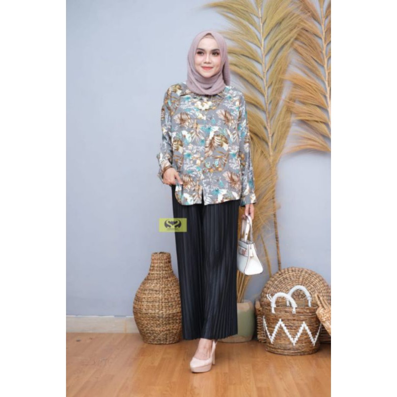 PROMO BLOUSE/ATASAN/KEMEJA WANITA RAYON VISCOSE JUMBO LD 110&amp;120