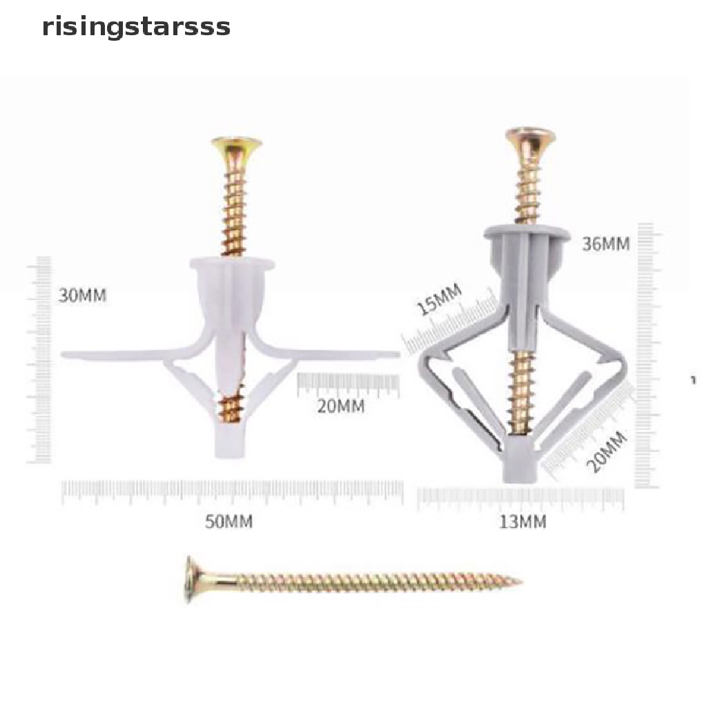50 / 100pcs Ekspansi Drywall Jangkar Bahan Plastik Dengan Sekrup Jelly