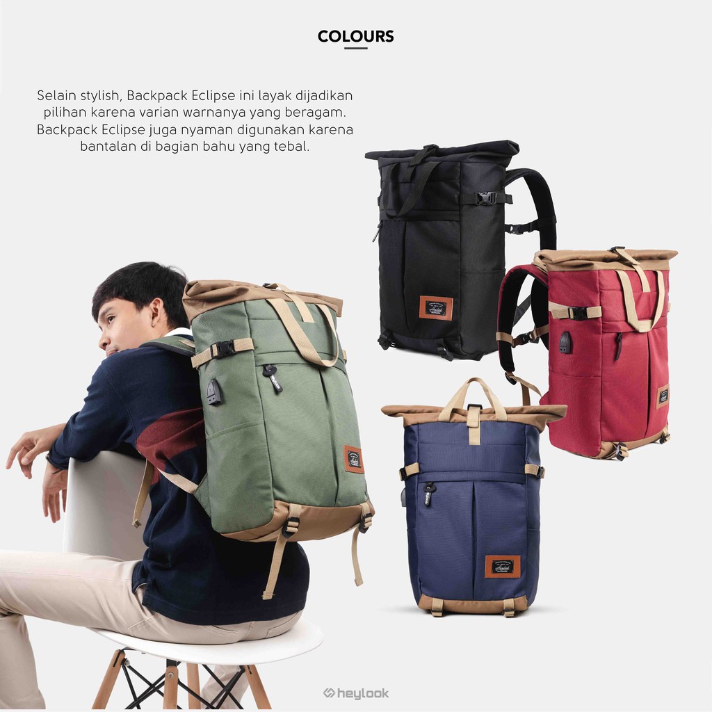 HEYLOOK Project -  Tas Ransel Laptop ECLIPSE Backpack Pria Wanita Tas Leptop Sekolah Tas Punggung Tas Kuliah Perempuan Tas Kerja Cowok Tas Travelling Terbaru