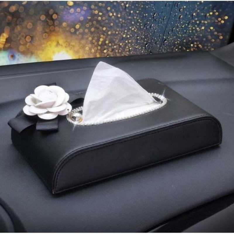 Kotak Tempat Tisu Bentuk D BLING DAD BUNGA PASSION FLOWER Mobil Car Dashboard Tissue Box Kulit mickey minnie