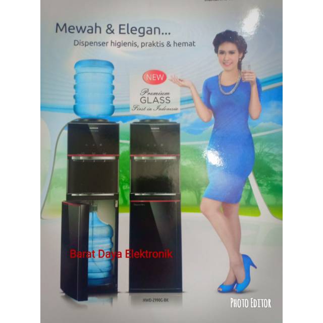 Sanken Dispenser Galon Atas Bawah HWD-Z99 Dua Gallon Tempered Glass