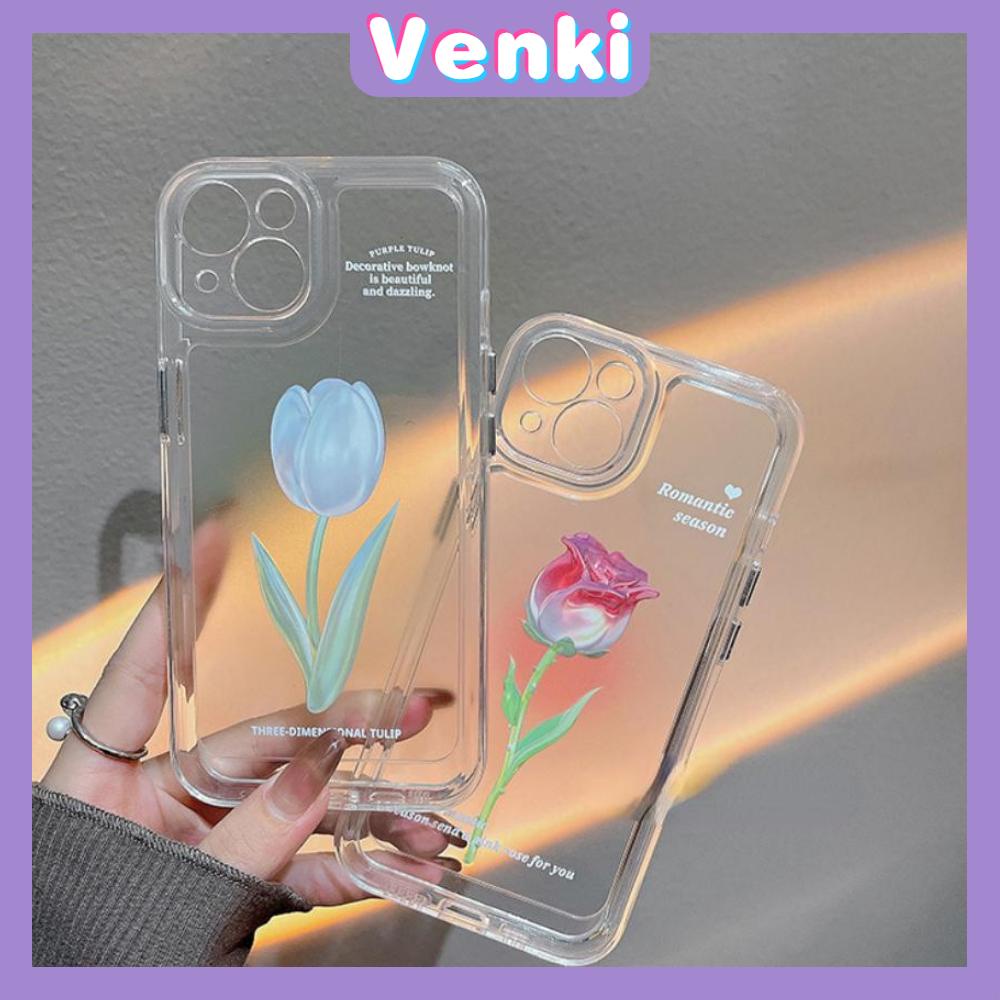 iPhone Case Silicone Soft Case Clear Case Thickened Shockproof Protection Camera Rose Tulip Flower Compatible For iPhone 11 iPhone 13 Pro Max iPhone 12 Pro Max iPhone 7 Plus xr