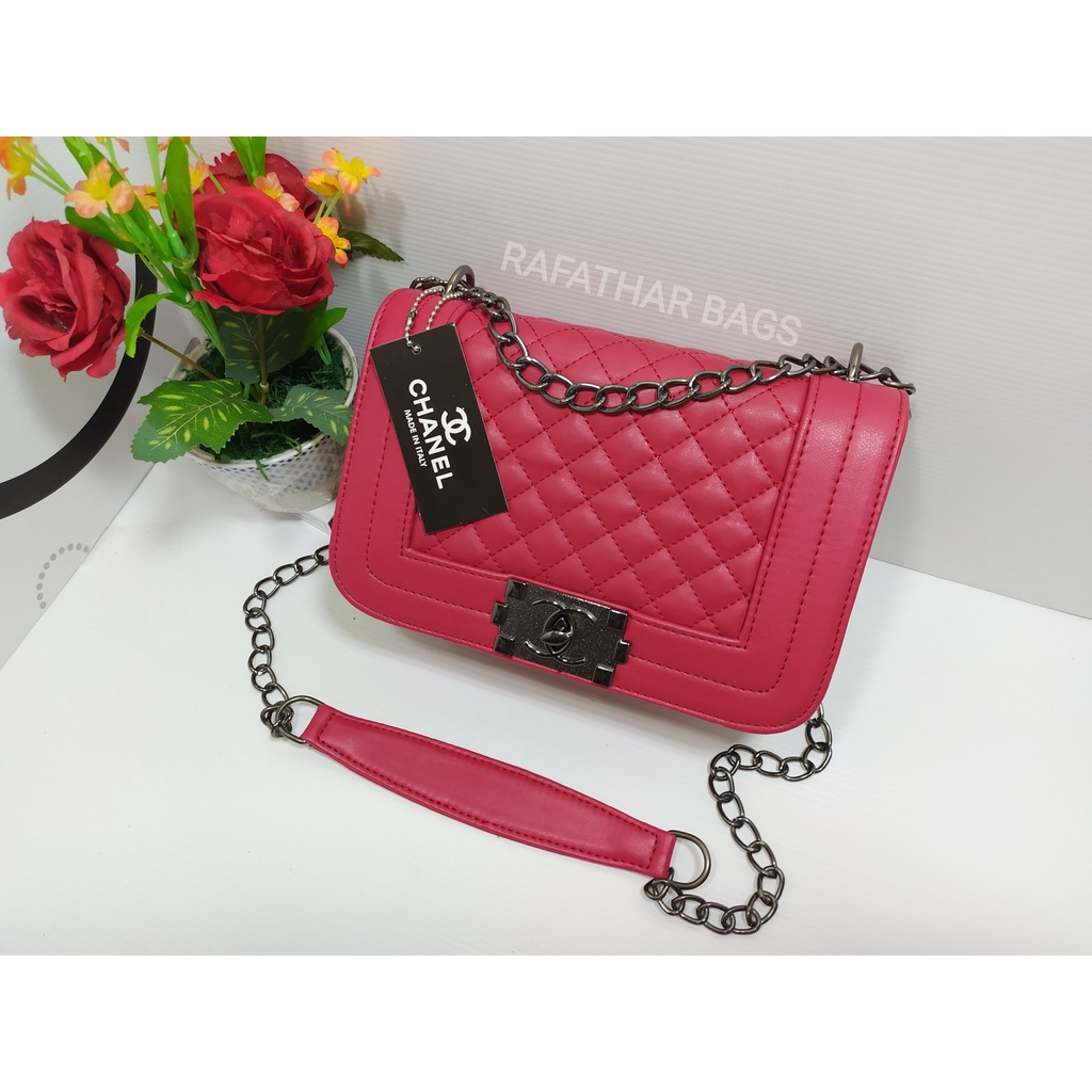 Tas wanita CH boy mini bordir motif rapat/ Tas selempang &amp; Bahu wanita terbaru 2023