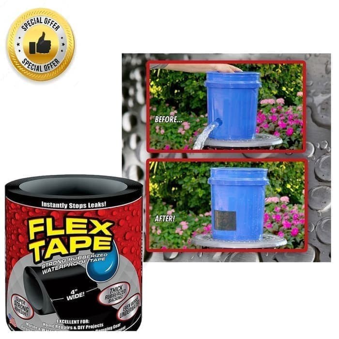 Lakban Flex Tape 4 Inch - Solasi Perekat Kuat Waterproof Serbaguna Lem Super Ajaib Rubberized