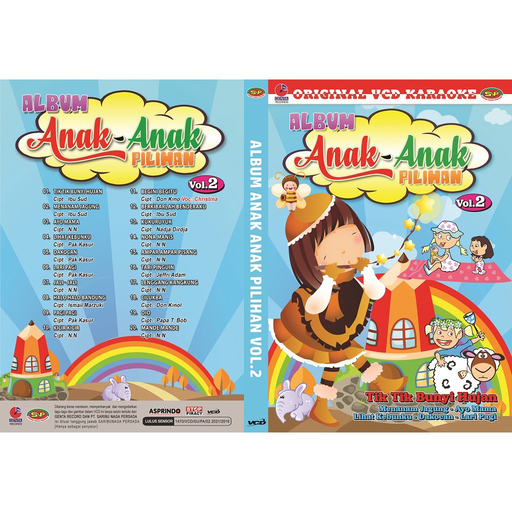 Vcd Original Lagu anak anak - Album anak anak Pilihan  Vol 2