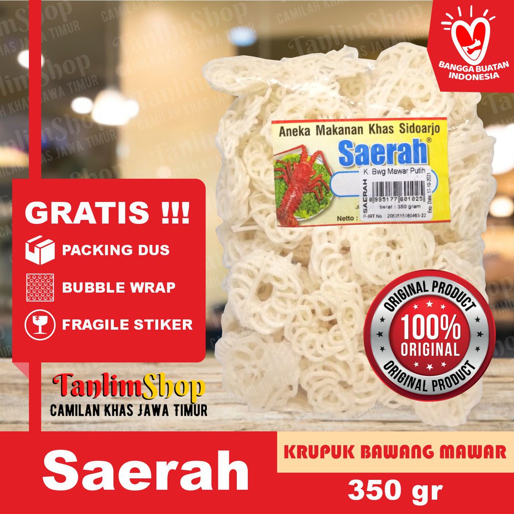 Krupuk Kerupuk Bawang Putih Mawar/Keriting Mentah Saerah ASLI Sidoarjo (350gr)