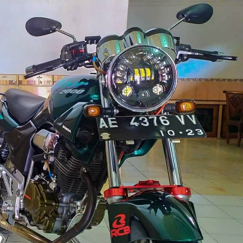 Lampu Depan Daymaker 19led 7inch pnp Rx king Ninja Scorpio Tiger cb400 set batok HD warna hitam
