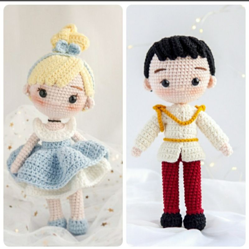 Jual Boneka rajut tokoh kartun CINDERELLA dan PRINCE mainan anak ...