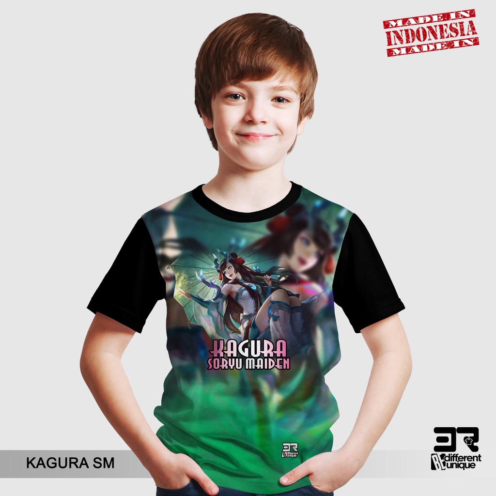 [ COD / BAYAR DI TEMPAT ] KAOS DISTRO PRINTING ANAK ANAK GAMBAR GAMERS ML MOBILE LEGENDS KAGURA SM