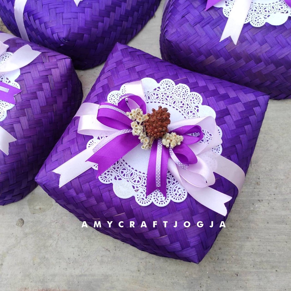 [BESEK SPESIAL] Besek 22 x 22 cm Warna Pita Premium/Besek Pita Pinus/Besek Warna Lucu/Besek Warna Ca