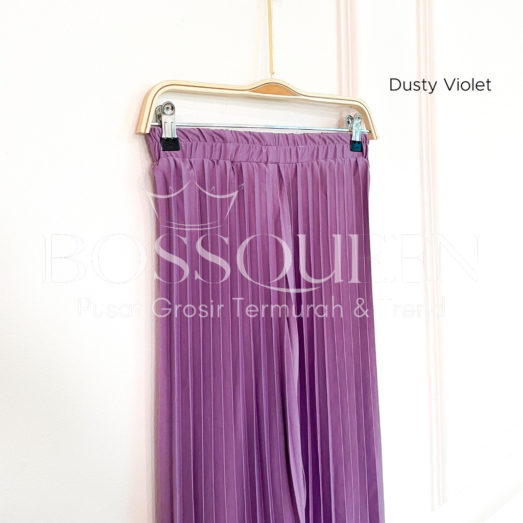 Rok plisket pendek 7/8 wanita model payung / Rok Plisket Mayung pendek / Rok Kerja Dewasa-DustyViolet2