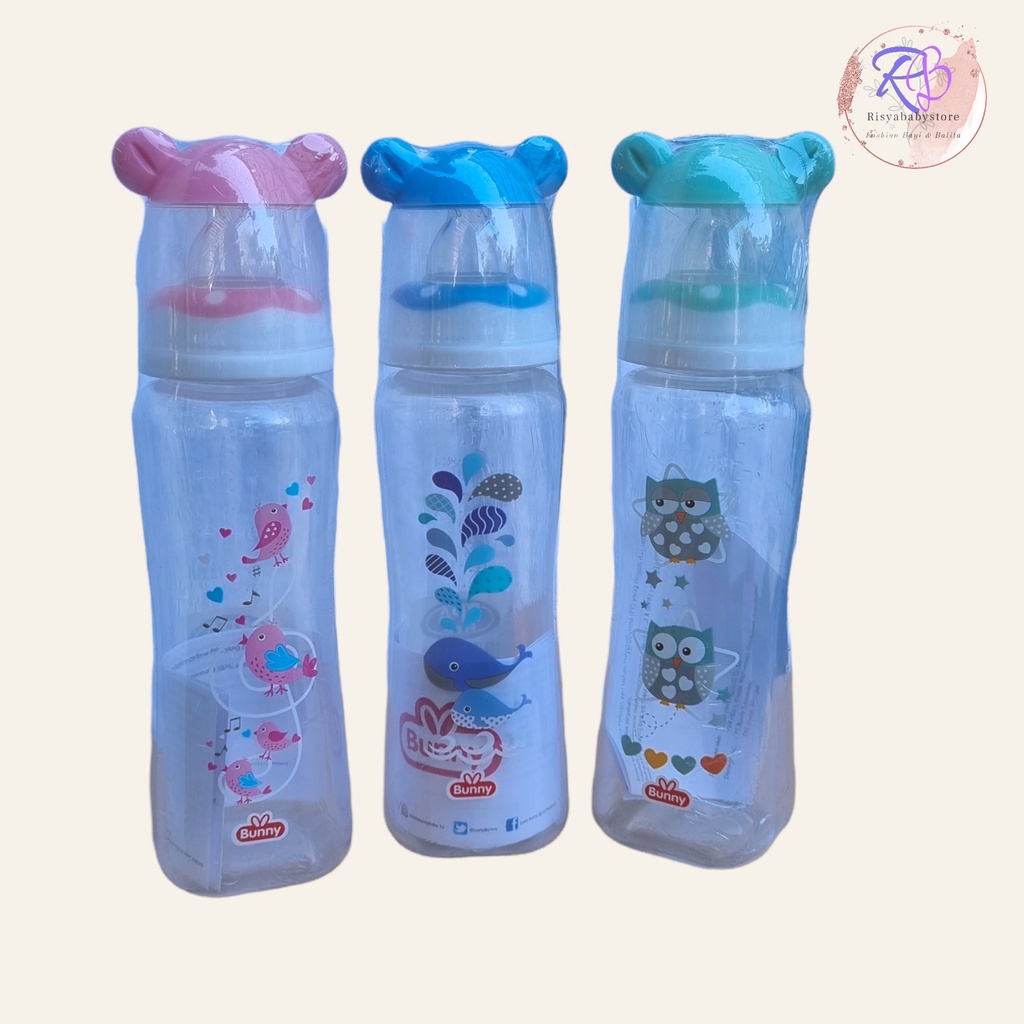 LustyBunny Square Bottle Botol Susu With Ear Hood ukuran 60 ml/ 125 ml / 250 ml