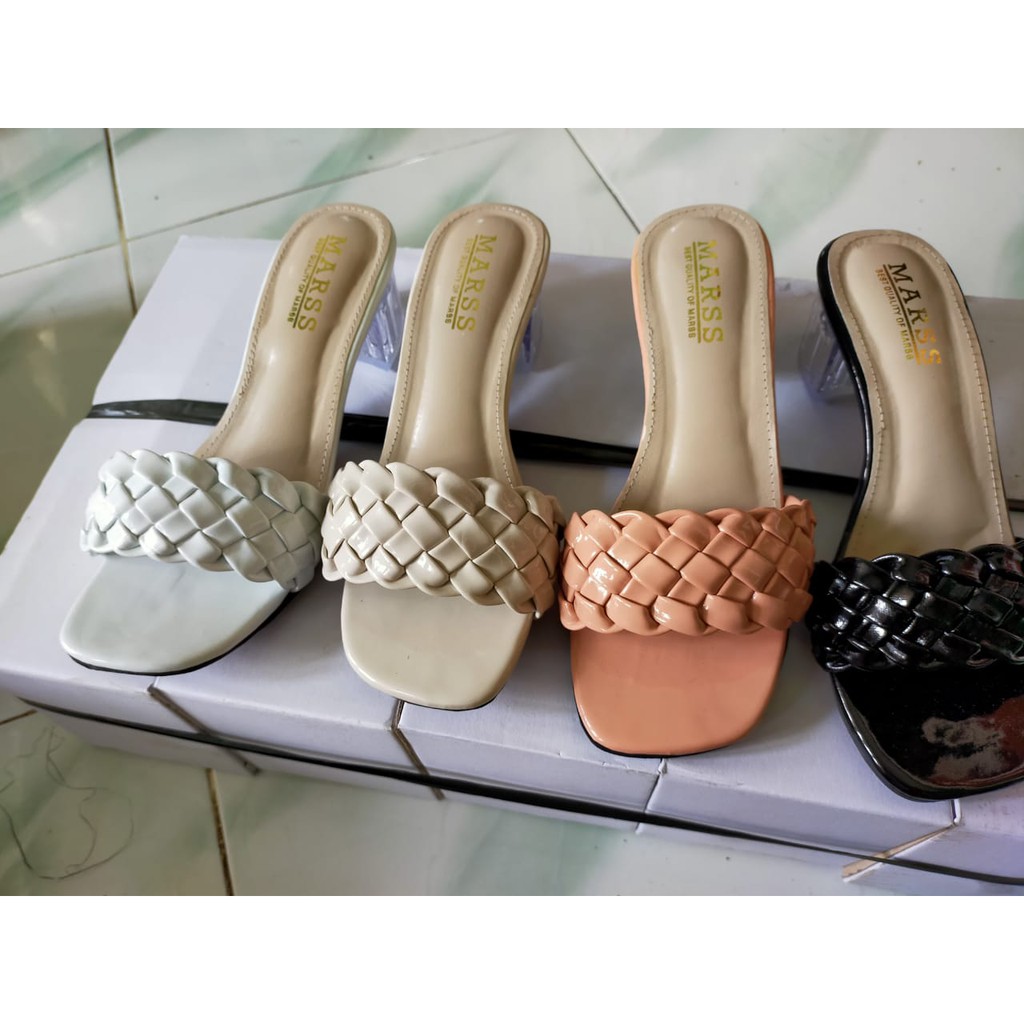 MODERN HEELS WANITA HAK KACA TALI KEPANG