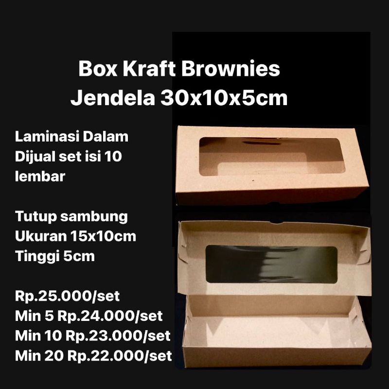 

Box Kraft Brownies Jendela 30x10x5cm Dijual Per Set Isi 10 lembar