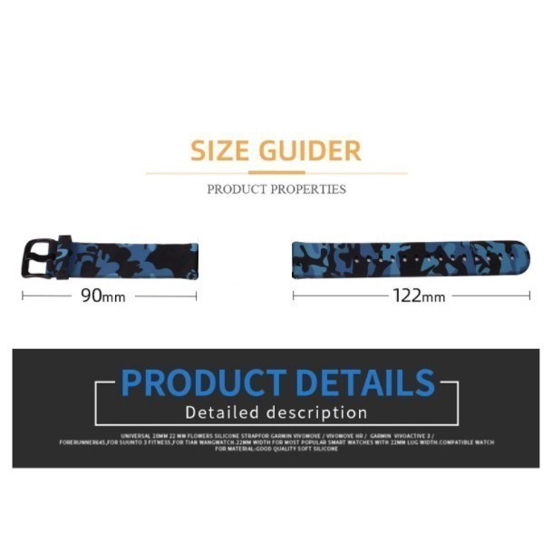 Camo Watch Strap Garmin Venu 2 Plus 43mm - Tali Jam Tangan 20mm Model Army Camoflauge Rubber Silikon
