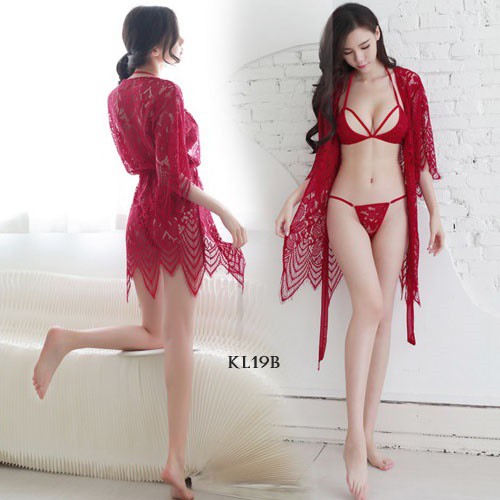 [READY STOK] BAJU TIDUR SEXY KIMONO LINGERIE BAJU KIMONO WANITA MERAH KL19B