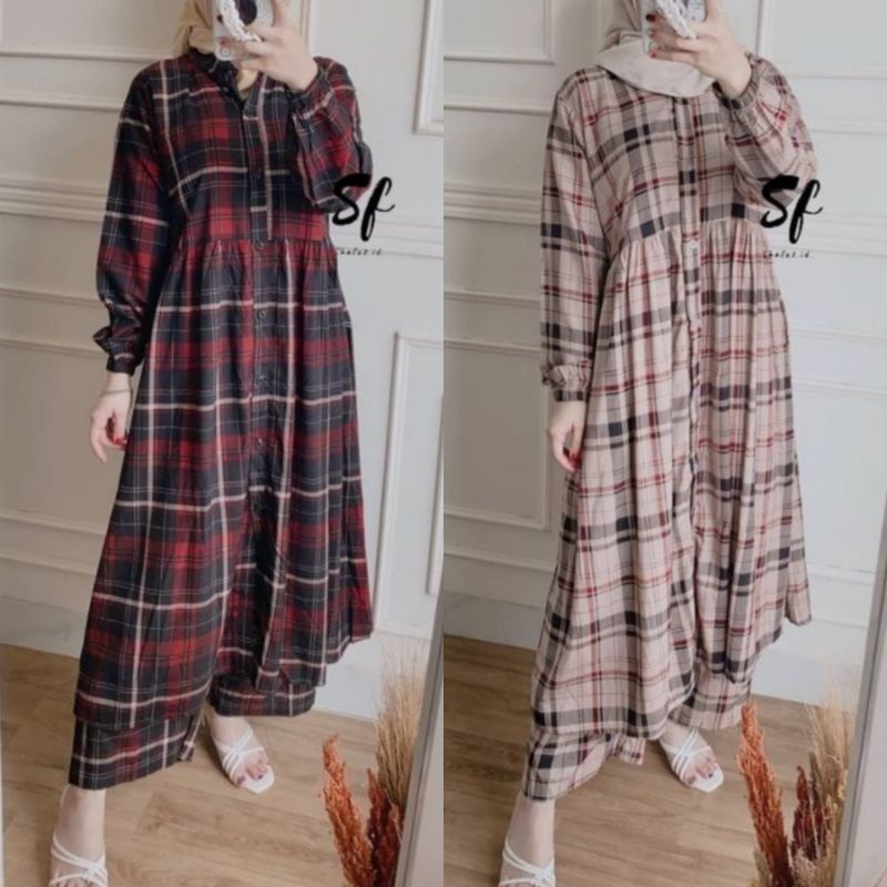 GINORA LONG ONE SET / MANDA ONE SET / SETELAN RAYON DAILY ONE SET BAJU SETELAN PAJAMAS WANITA