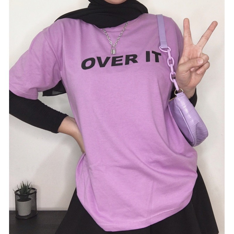 Atasan baju oversize OVER IT warna LILAC bahan spandex