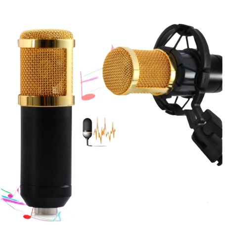 Taffstudio Mikrofon Kondenser Studio dengan Shock Proof Mount BM800 Microphone Rekaman Music Mikrofon Mic Vlog Karaoke Microphone Youtuber Microphone Karaoke Mic Rekaman Suara Jernih Mic Rekaman Nyanyi Mic Streamer Mic Untuk Main Game