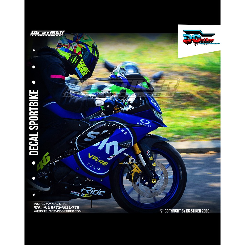 Decal Striping R15 V3 Biru SKY Racing Team VR46 DG Stiker
