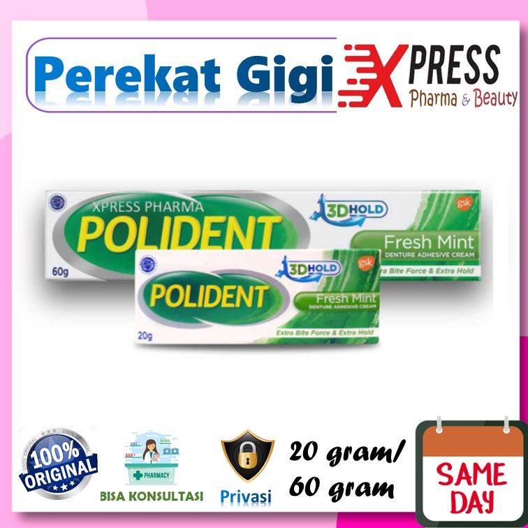 Original XPRESS Polident Perekat Gigi Palsu Tiruan Lem Poliden Exp Baru