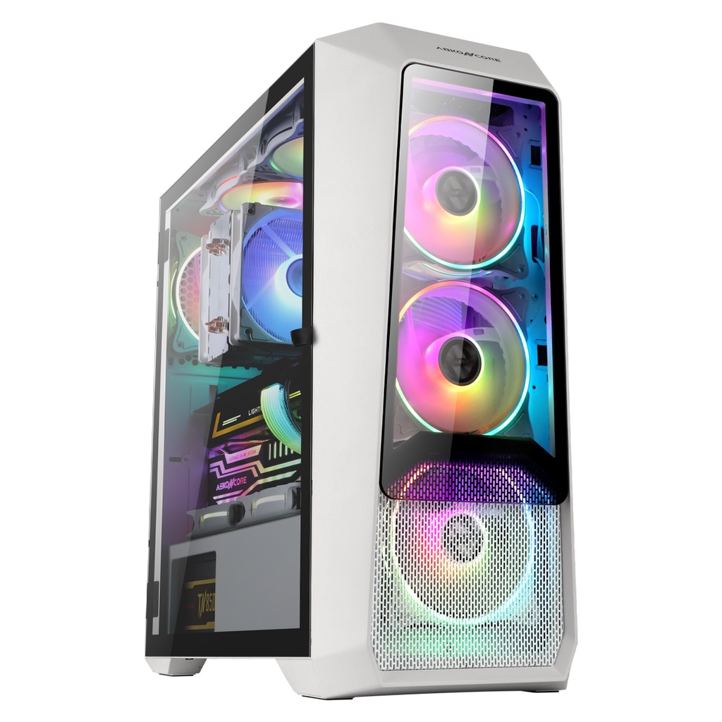 CASE ABKO HELIOS H300G WHITE | 3 Fan RGB ATX Temper Casing Abkoncore