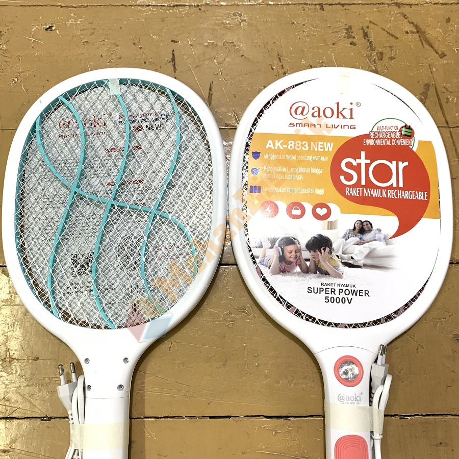 Raket Nyamuk AOKI AK-883 Cas Baterai Mosquito Swatter Pembasmi Nyamuk Lhitium Aoki