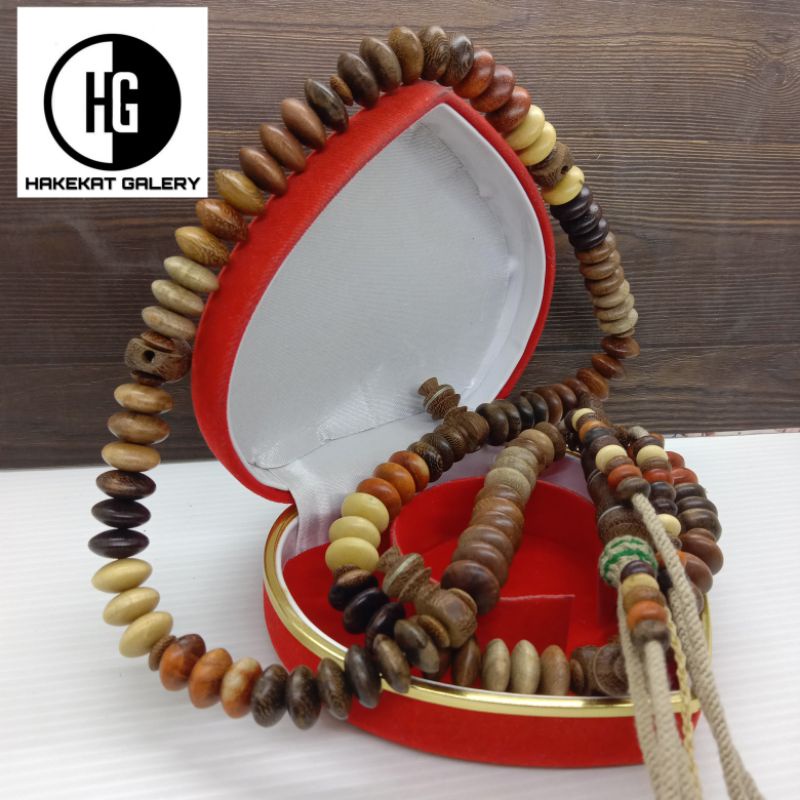 tasbih tijani  kayu setigi galih asem bidara secang raja merah kemuning kelor hitam bidara kelor ema