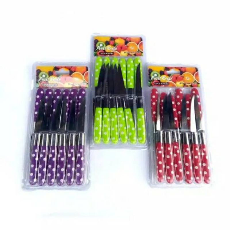 murah!!! 12 pcs pisau polkadot /pisau buah/pisau stainless/pisau