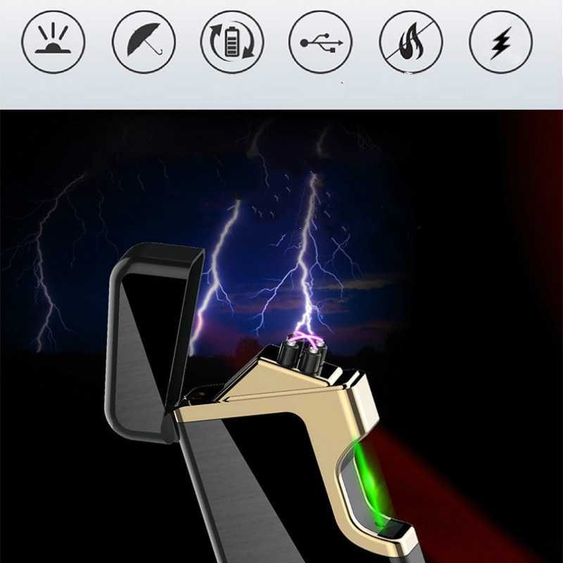 Box Kotak Rokok + Korek Api Elektrik Pulse Plasma USB Lighter Fingerprint Touch Sensor