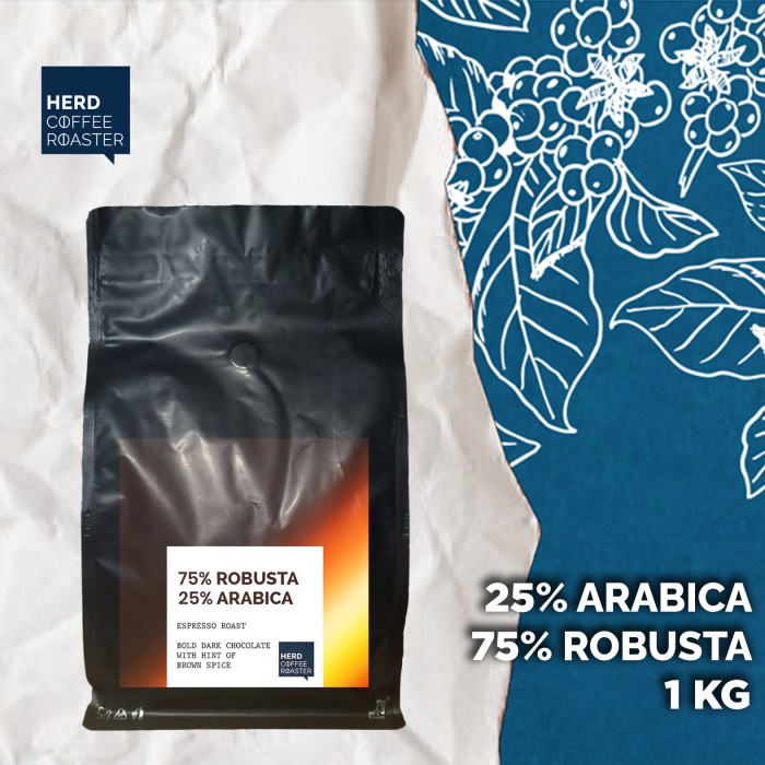 

Kopi-Biji- Biji Kopi 1Kg 25:75 Espresso Blend Es Kopi Susu Arabica Robusta Grosir - Whole Beans