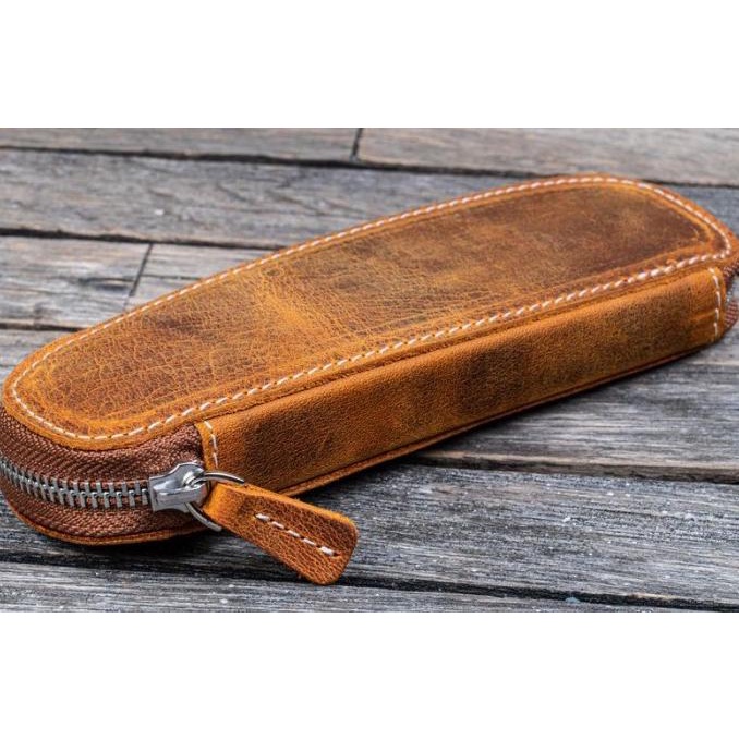 GALEN LEATHER Leather Zippered Slim Pen Case