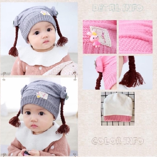 MMTOYS TO266 Topi Kepang Rambut Palsu Kuncir 2 Anak Topi MMTOYS TO266 Topi Kepang Rambut Palsu Kuncir 2 Anak Topi
