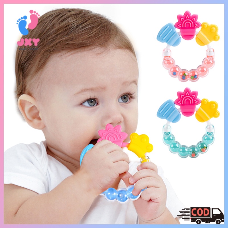 Mainan gigitan bayi/Mainan Rattle Genggam Bayi Gigitan Empeng Buah Plastik Dengan Teether Gelatin/Gigitan bayi teether  L62