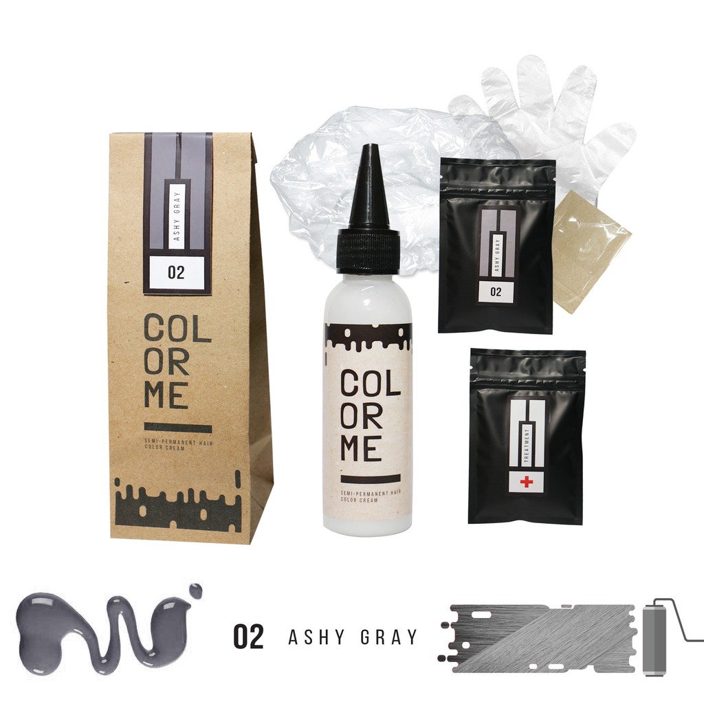 CM-AG COLOR ME ASHY GRAY hair color cream / GREY coloring / cat pewarna ramb