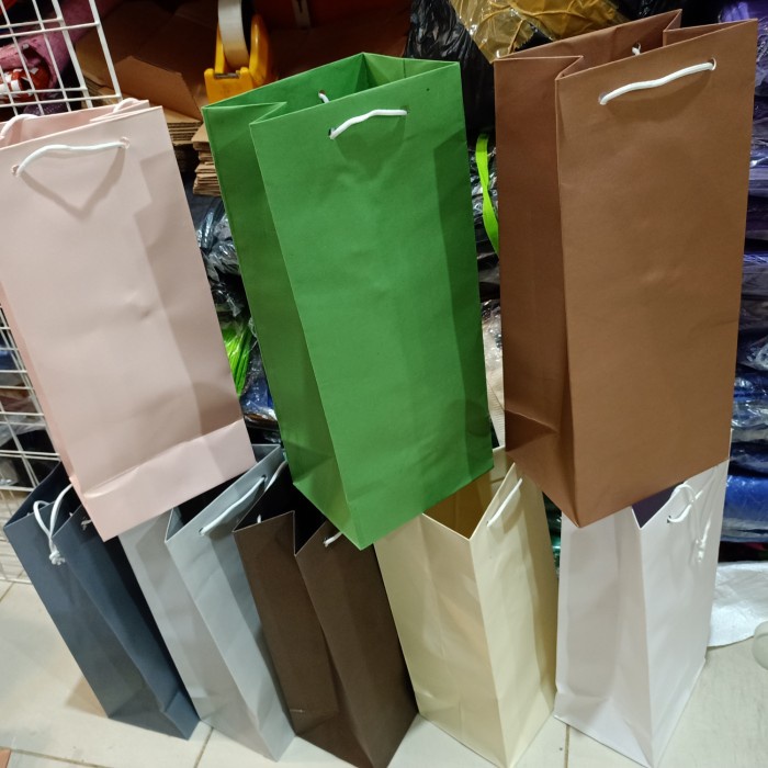 

✨ BISA COD ✨ paper bag botol besar warna new isi 12 pcs