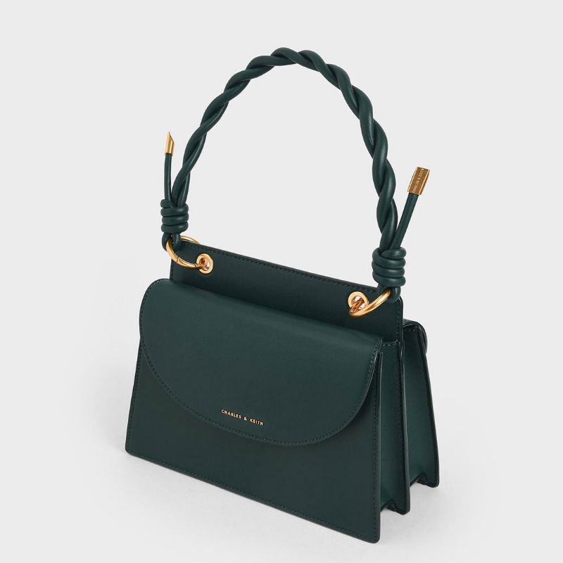 CK Twist Top Handle Front Flap Bag