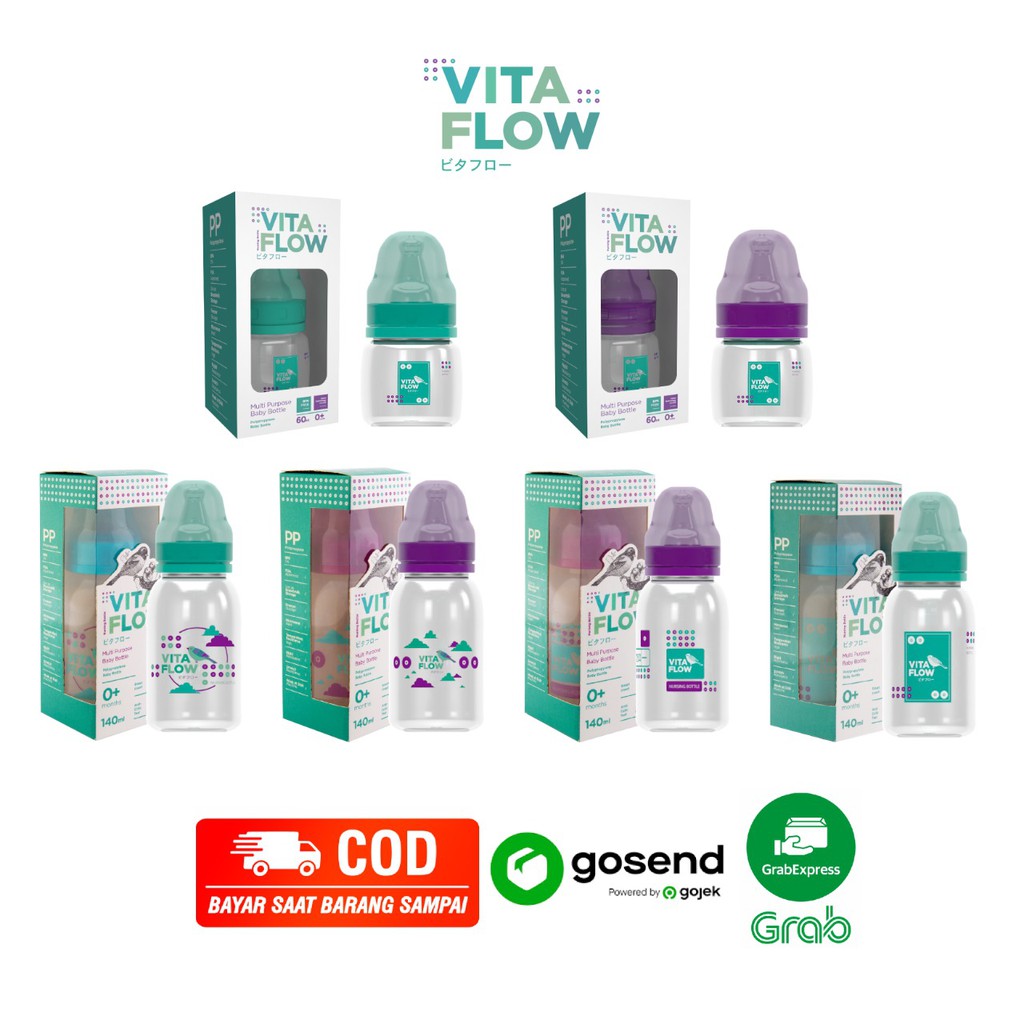 Vitaflow Botol Susu Ekonomis (140ml &amp; 60ml) Multifungsi 3in1 // Calia Babyshop