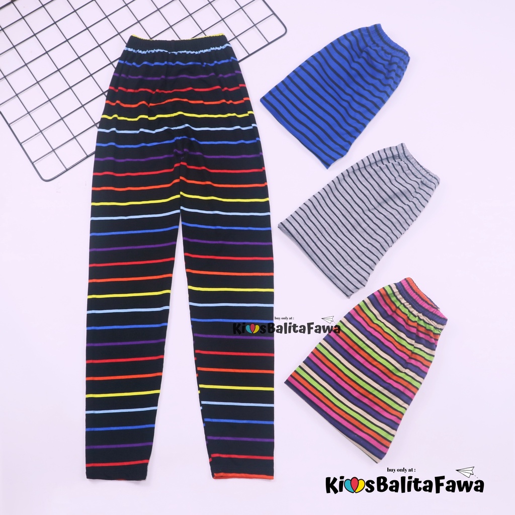 Legging Motif Salur uk 8-12 Tahun / Celana Salur Panjang Anak Perempuan Lejing Laging Tanggung Murah Motif Adem