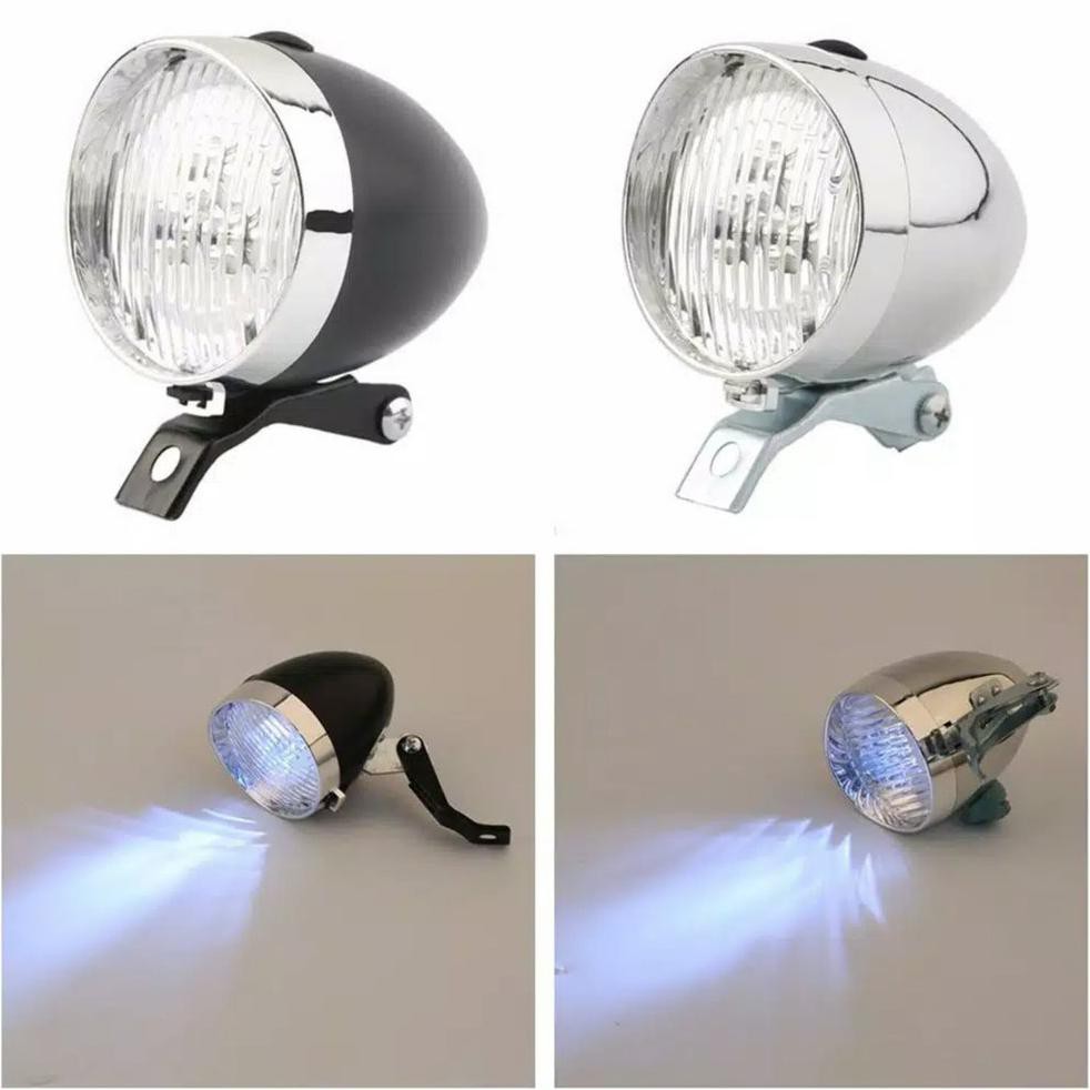 Lampu depan sepeda klasik retro vintage LED