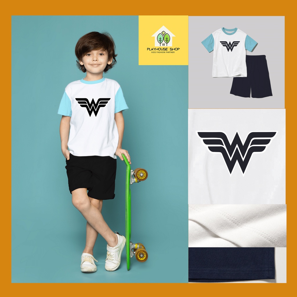 Play House - Baju Setelan Anak Laki Laki dan Perempuan Superhero Usia 4-15 Tahun