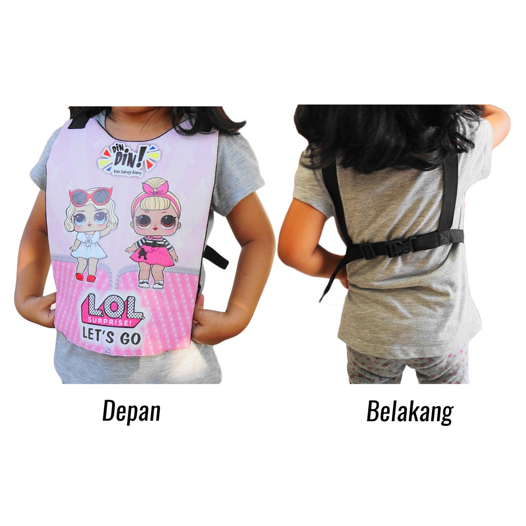 Dindin Kids Rompi Dada Anak Pelindung Anti Angin Untuk Bonceng Motor Karakter Bus