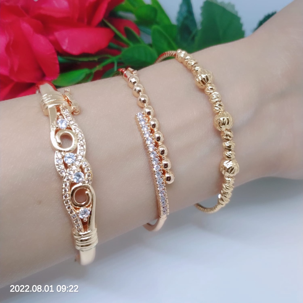 (50 model) Gelang Tangan Bangle Wanita Titanium Xuping Perhiasan Aksesoris Fashion Lapis Emas Anti Karat