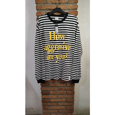 kaos salur lengan panjang thisisneverthat hitam putih/ this is never that h.a.a.r stripes long sleev