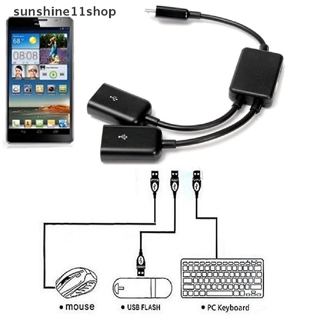 Sho Kabel Adapter Dual Micro USB OTG Hub Host Untuk Tablet / PC / Smartphone