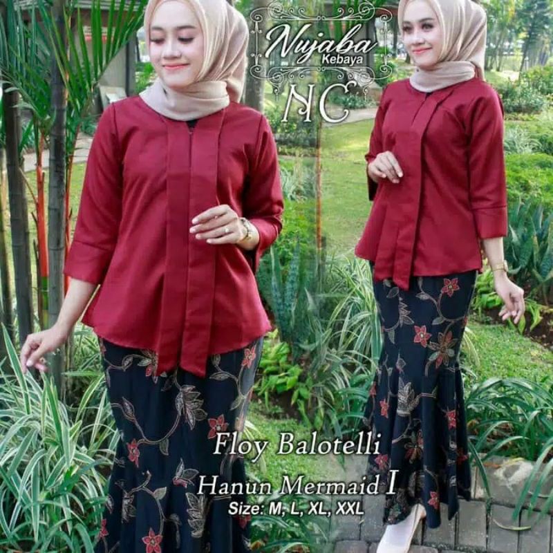 SETELAN KEBAYA FLOY BALOTELI ROK DUYUNG / KEBAYA PESTA / MAROON / NAVY / GOLD / MOCCA / HITAM