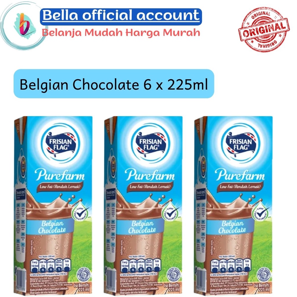 

Frisian Flag Low Fat Belgian Chocolate Susu UHT 225 mL x 6 pcs