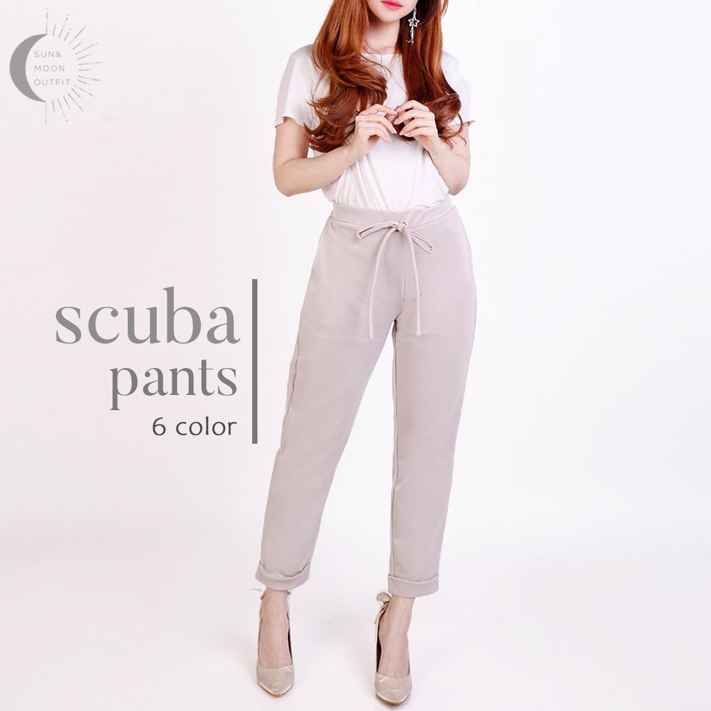 [ALL SIZE] Celana Kulot Stretch Polos Karet Premium Scuba Celana Kulot Putih Hitam Krem