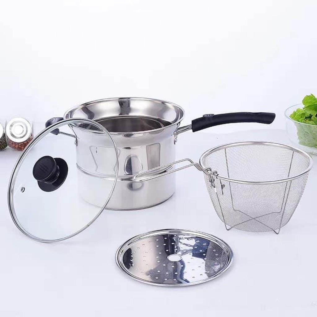 PANCI SERBAGUNA COOKING POT 3 IN 1 22 CM / DEEP FRYING / NOODLE POT / PANCI MULTIFUNGSI PANCI MIE